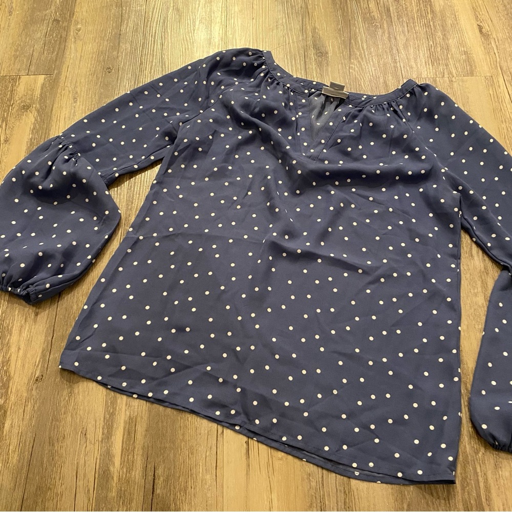 Blue Polka Dot Liz Claiborne Long Sleeve Top